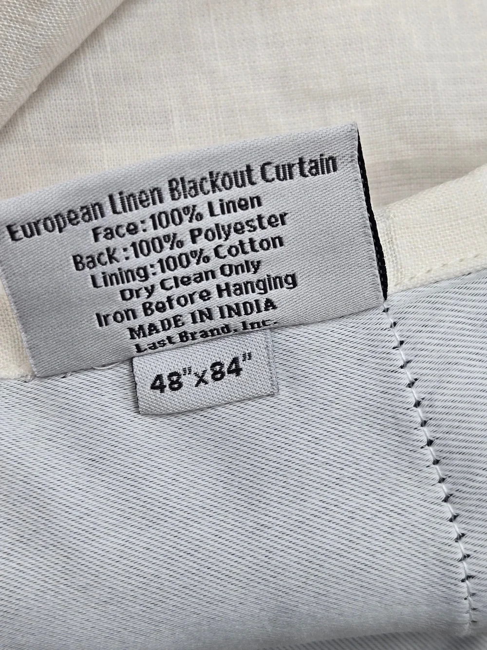 QUINCE Set Of 2 48x84 European Linen True Blackout Curtains Cream 9363
